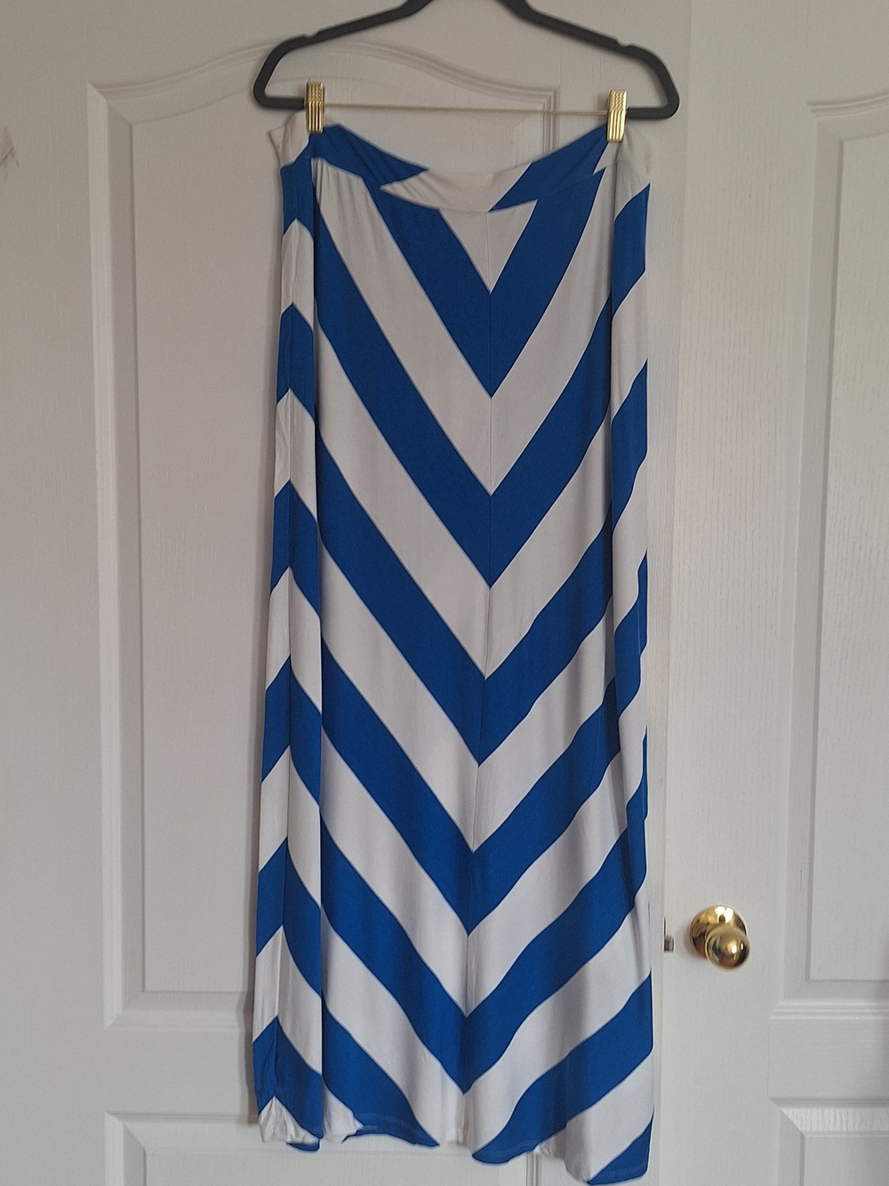 George Royal Blue and White Chevron Maxi Skirt
